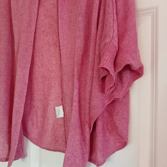 Eileen Fisher Pink Linen Wrap Cardigan Sweater M - Picture 3 of 4